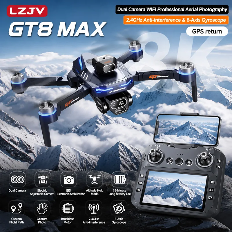 Dron Plegable GT8 Max 8K HD Pr - Drone Controller Screen reseña y precio